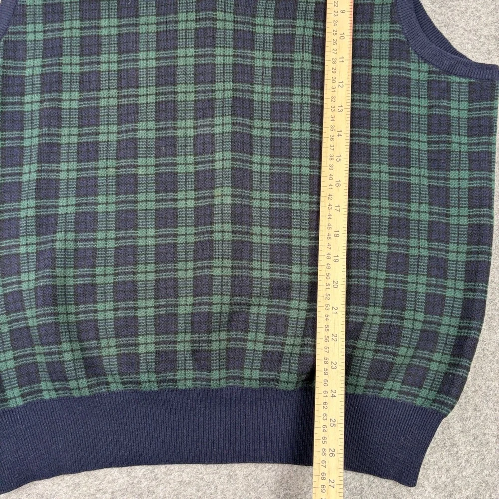 Polo Ralph Lauren Sweater Vest Mens XL Green Plaid V-Neck Cotton Knit